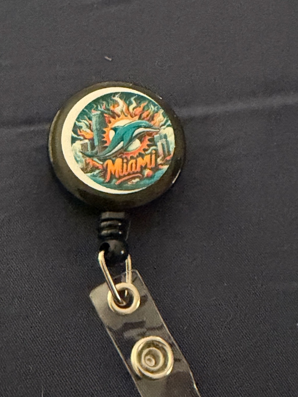 Miami Dolphin Black Retractable Badge Reel